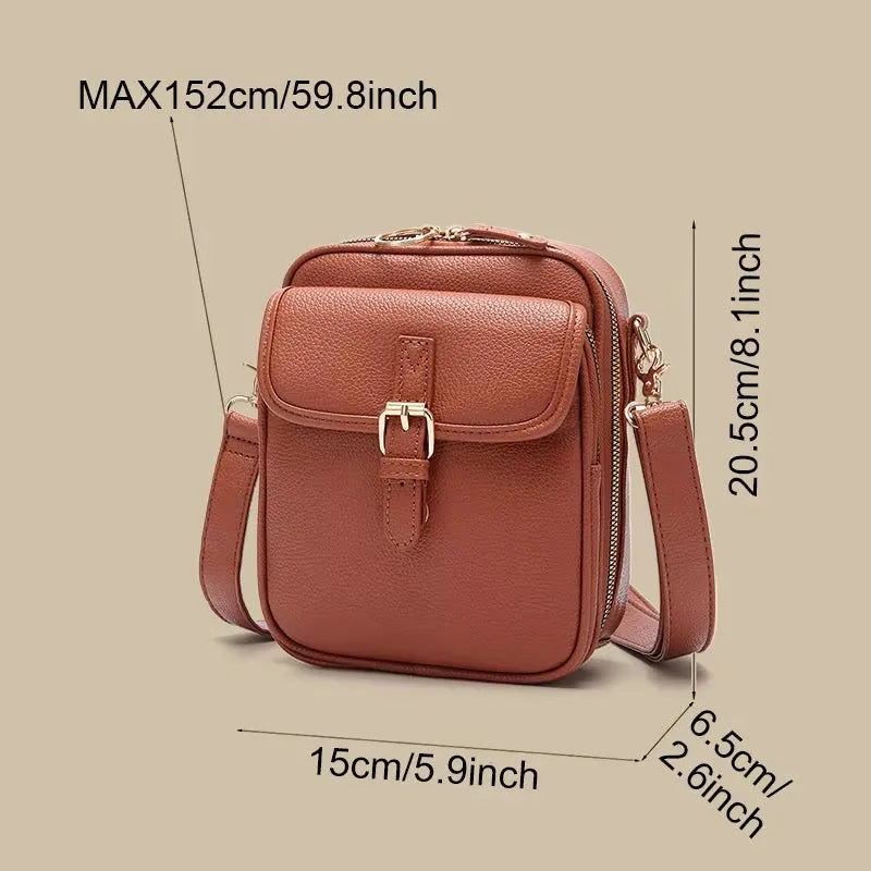 TEMPO Vintage Double-Layer Leather Crossbody - Anti-Theft Large Messenger Bag - TEMPO CART