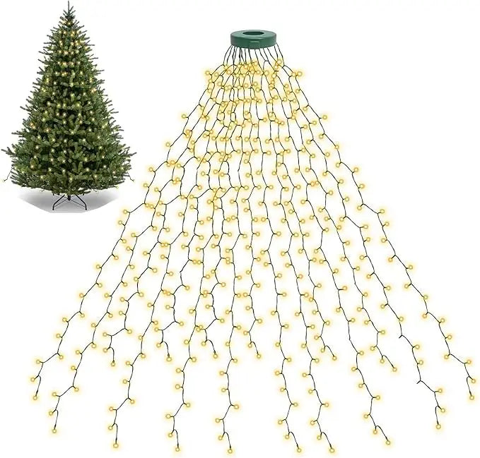 TwinkleFall Waterproof Holiday Light Ring - Cascading LED Christmas Decor