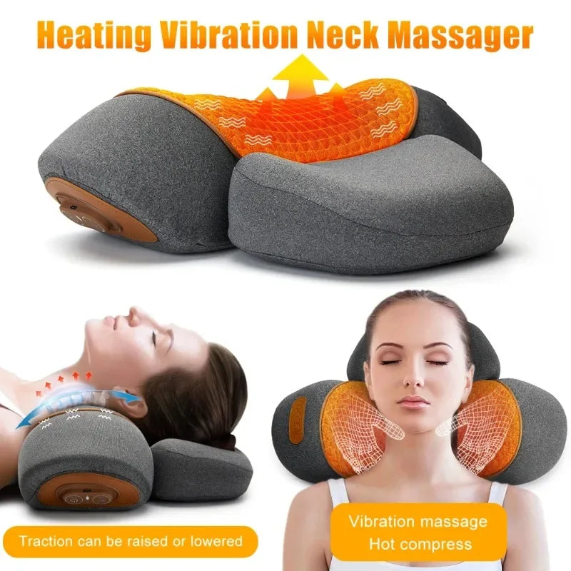 TEMPO 3-in-1 Neck Massager Pillow: Heated Cervical Traction &amp; Vibration Relief