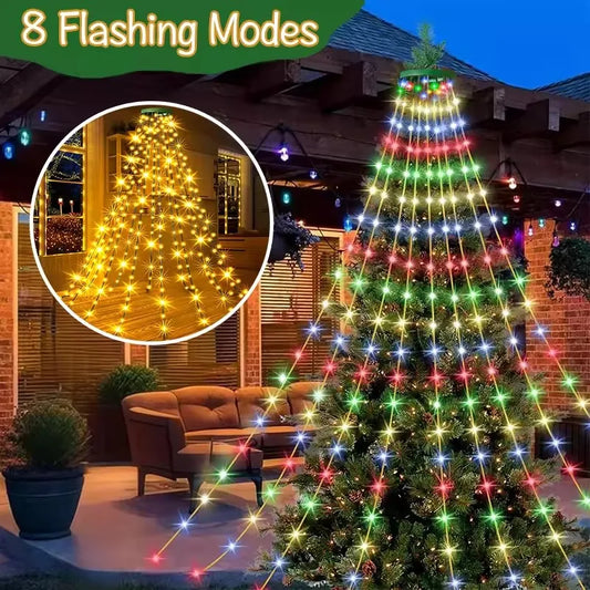 TwinkleFall Waterproof Holiday Light Ring - Cascading LED Christmas Decor